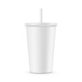 Paper soda cup with straw mockup isolated on white background